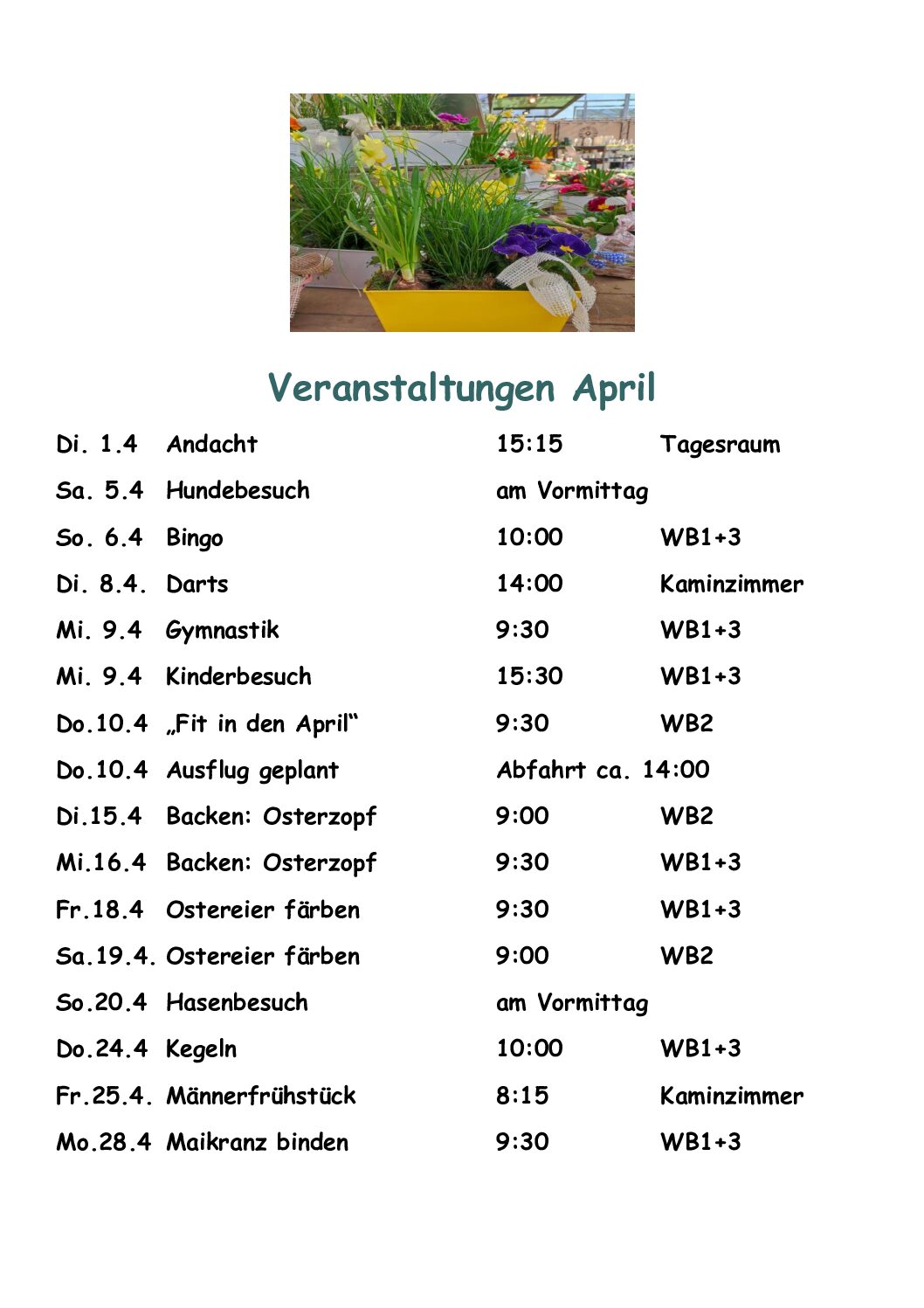 Veranstaltungen im April